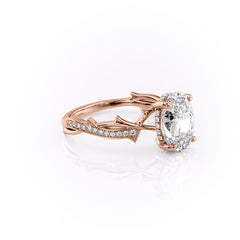 Luminous Glow 1 Carat VVS1 Lab-Grown Oval Pave Engagement Ring in 18K Rose Gold Right Cross View