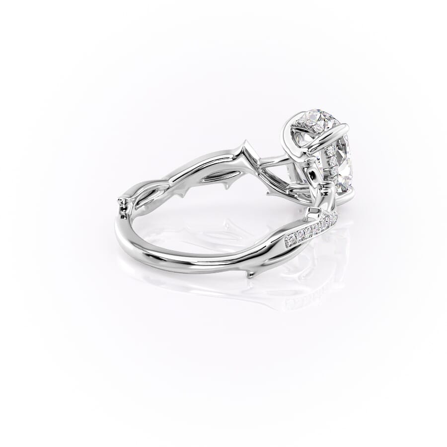 Luminous Glow 1 Carat VVS1 Lab-Grown Oval Pave Engagement Ring in 18K White Gold Back Cross View