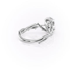 Luminous Glow 1 Carat VVS1 Lab-Grown Oval Pave Engagement Ring in 18K White Gold Back Cross View