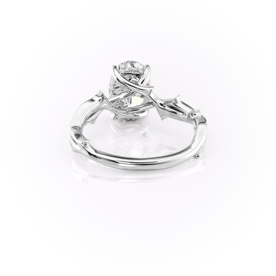 Luminous Glow 1 Carat VVS1 Lab-Grown Oval Pave Engagement Ring in 18K White Gold Back View