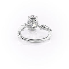 Luminous Glow 1 Carat VVS1 Lab-Grown Oval Pave Engagement Ring in 18K White Gold Back View