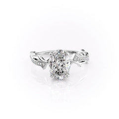 Luminous Glow 1 Carat VVS1 Lab-Grown Oval Pave Engagement Ring in 18K White Gold Front View

