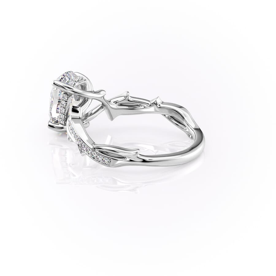 Luminous Glow 1 Carat VVS1 Lab-Grown Oval Pave Engagement Ring in 18K White Gold Left Cross View