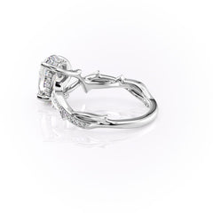 Luminous Glow 1 Carat VVS1 Lab-Grown Oval Pave Engagement Ring in 18K White Gold Left Cross View