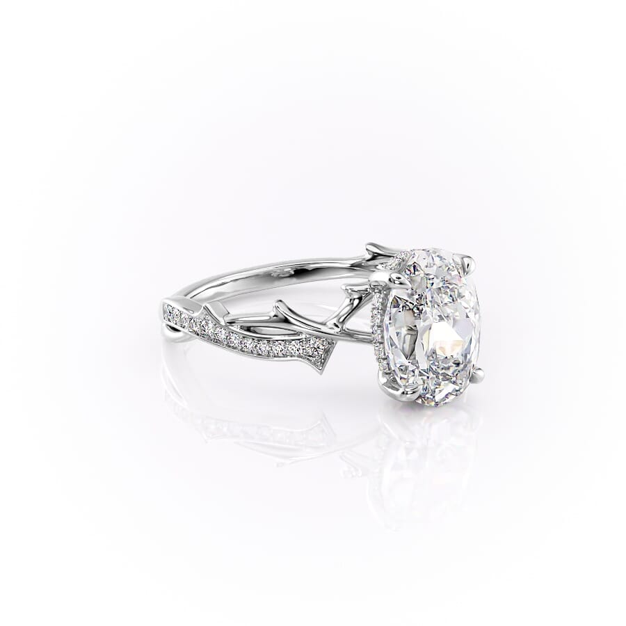 Luminous Glow 1 Carat VVS1 Lab-Grown Oval Pave Engagement Ring in 18K White Gold Right Cross View