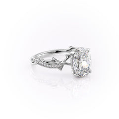 Luminous Glow 1 Carat VVS1 Lab-Grown Oval Pave Engagement Ring in 18K White Gold Right Cross View