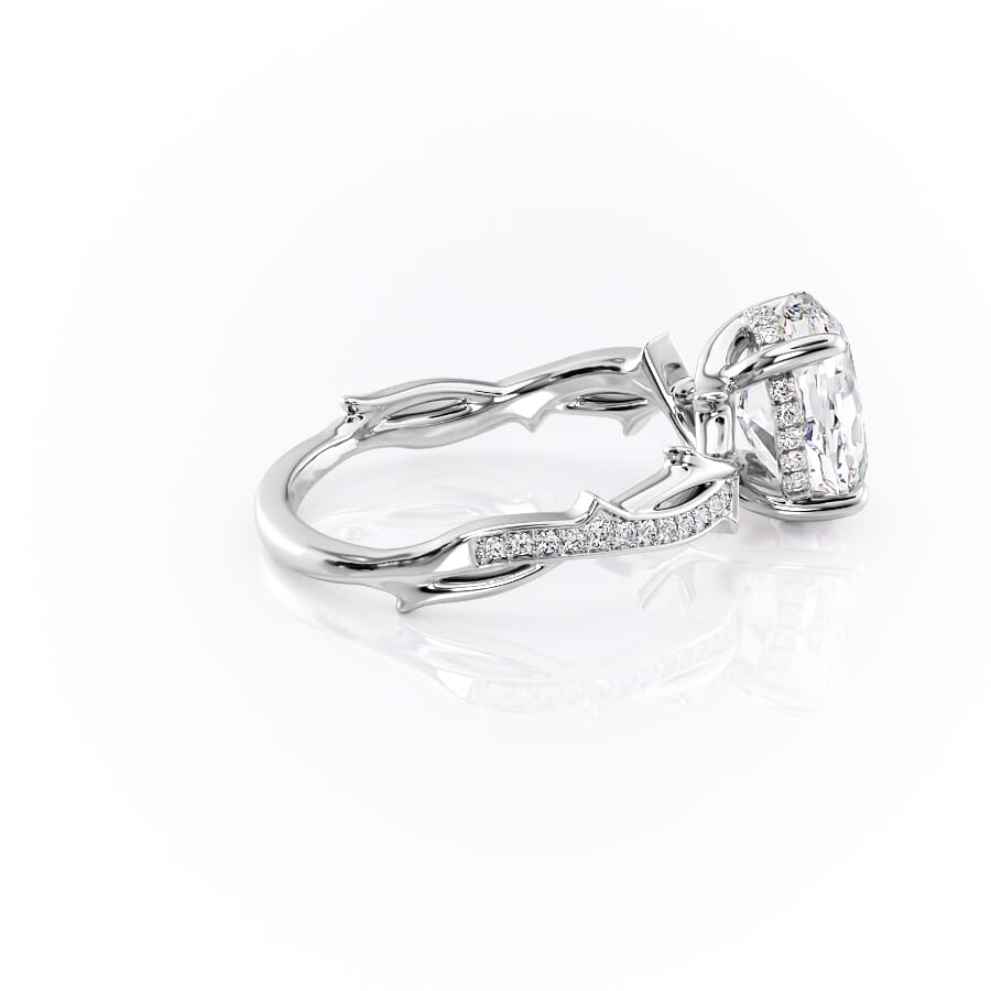 Luminous Glow 1 Carat VVS1 Lab-Grown Oval Pave Engagement Ring in 18K White Gold Right View