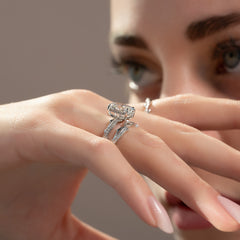 Luminous Glow 1 Carat VVS1 Lab-Grown Oval Pave Engagement Ring in 18K White Gold Side Closeup View