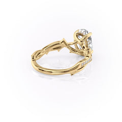 Luminous Glow 1 Carat VVS1 Lab-Grown Oval Pave Engagement Ring in 18K Yellow Gold Back Cross View