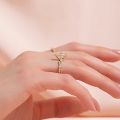 Luminous Glow 1 Carat VVS1 Lab-Grown Oval Pave Engagement Ring in 18K Yellow Gold Hand Side View