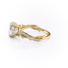 Luminous Glow 1 Carat VVS1 Lab-Grown Oval Pave Engagement Ring in 18K Yellow Gold Left View
