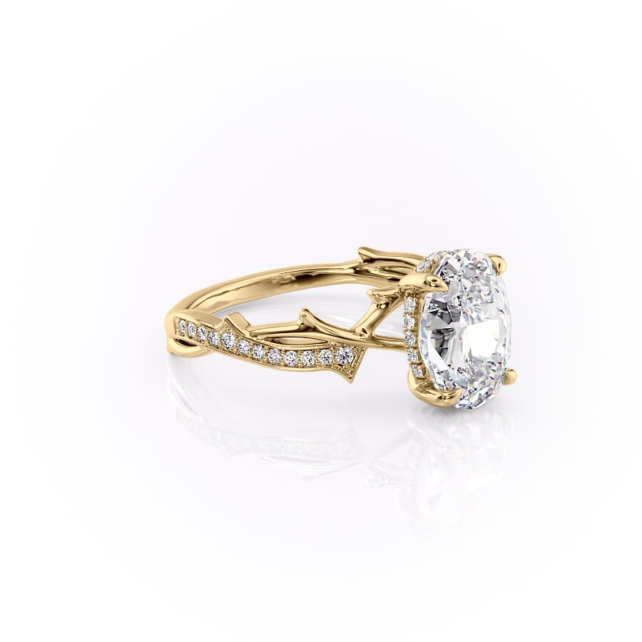 Luminous Glow 1 Carat VVS1 Lab-Grown Oval Pave Engagement Ring in 18K Yellow Gold Right Cross View