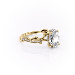 Luminous Glow 1 Carat VVS1 Lab-Grown Oval Pave Engagement Ring in 18K Yellow Gold Right Cross View