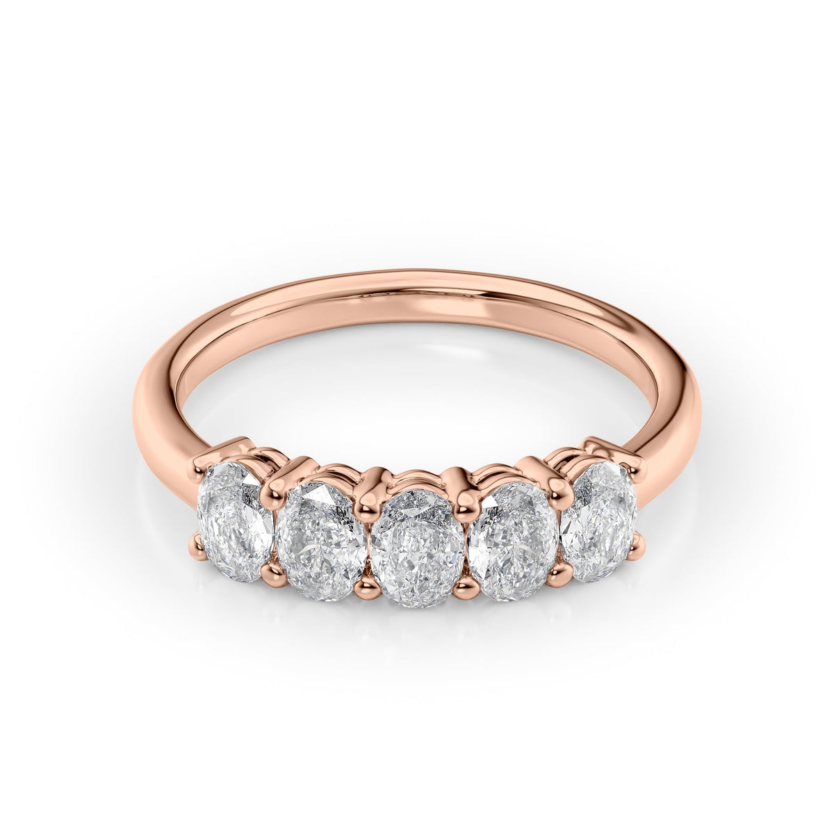 Luminous Orbit 1 Carat VVS1 Lab-Grown Half-Eternity Ring in 18K Rose Gold Front View