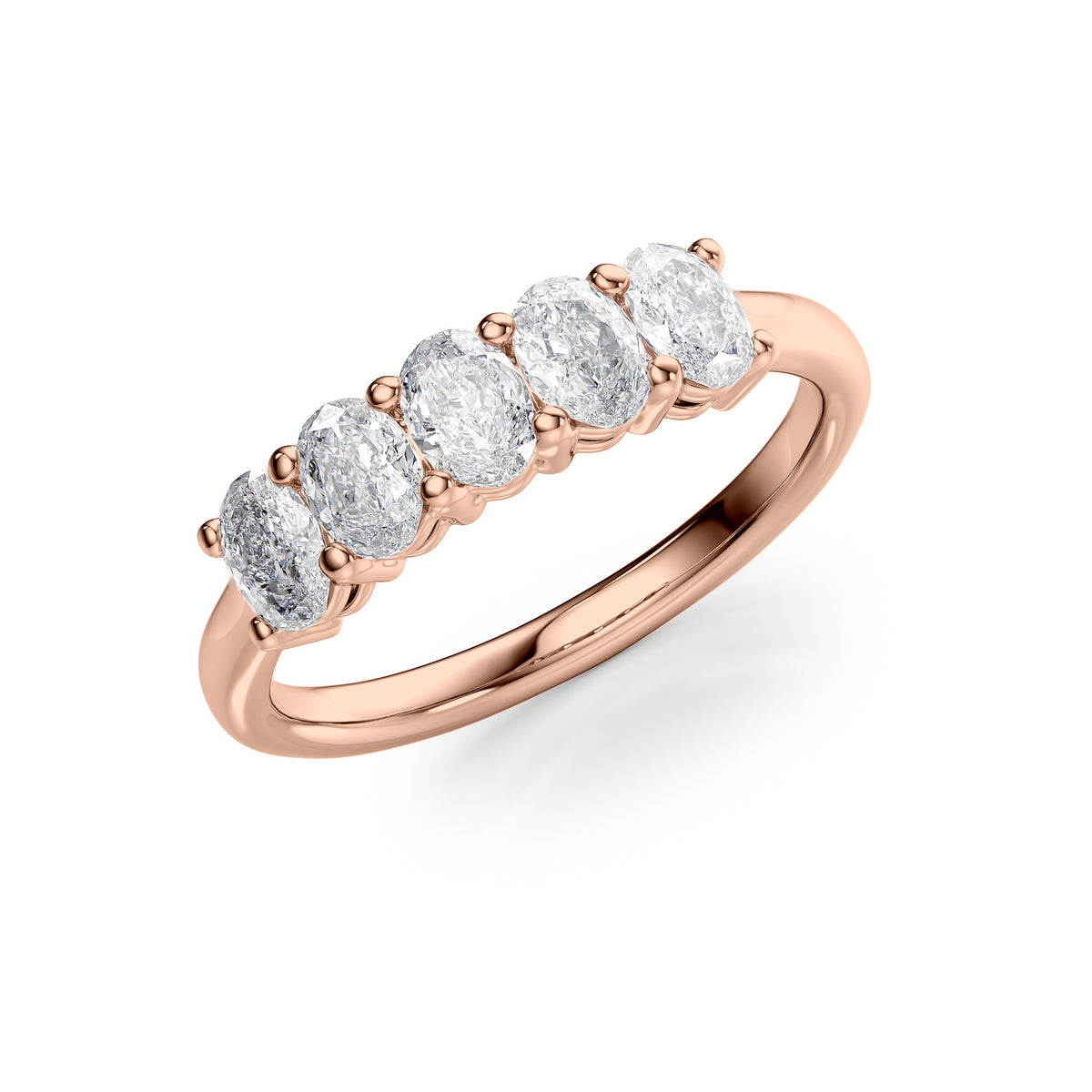 Luminous Orbit 1 Carat VVS1 Lab-Grown Half-Eternity Ring in 18K Rose Gold Standing View