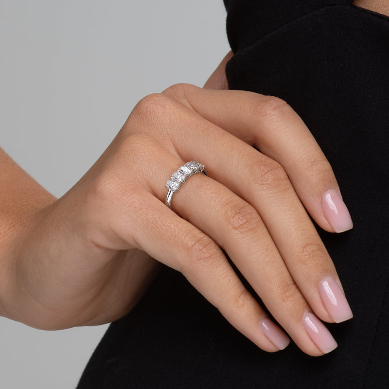 Luminous Orbit 1 Carat VVS1 Lab-Grown Half-Eternity Ring in 18K White Gold Closeup View