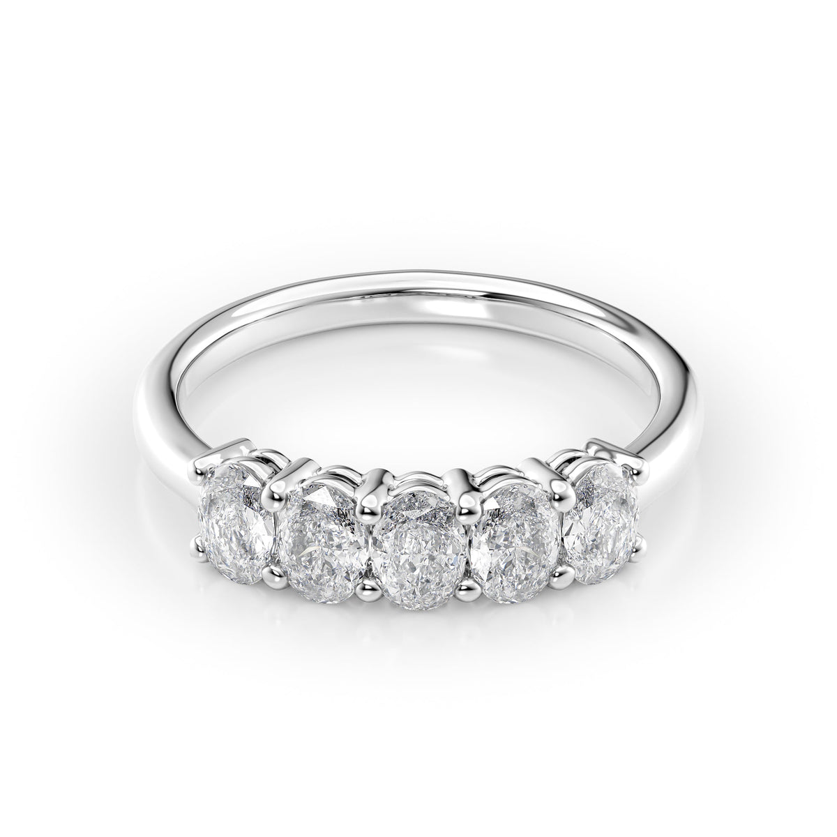 Luminous Orbit 1 Carat VVS1 Lab-Grown Half-Eternity Ring in 18K White Gold Front View