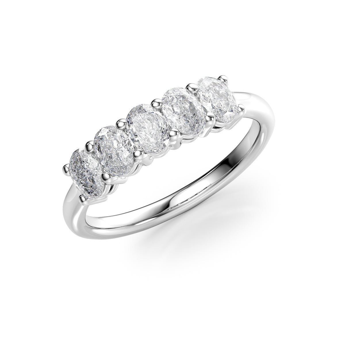 Luminous Orbit 1 Carat VVS1 Lab-Grown Half-Eternity Ring in 18K White Gold Standing View