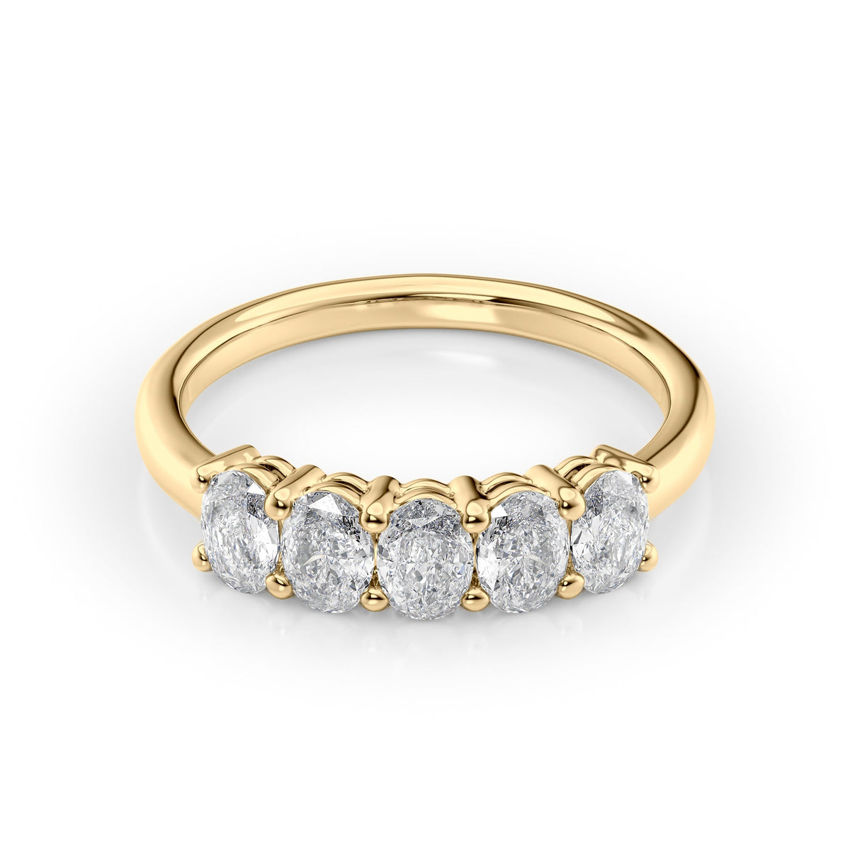 Luminous Orbit 1 Carat VVS1 Lab-Grown Half-Eternity Ring in 18K Yellow Gold Front View