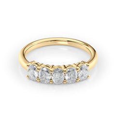 Luminous Orbit 1 Carat VVS1 Lab-Grown Half-Eternity Ring in 18K Yellow Gold Front View