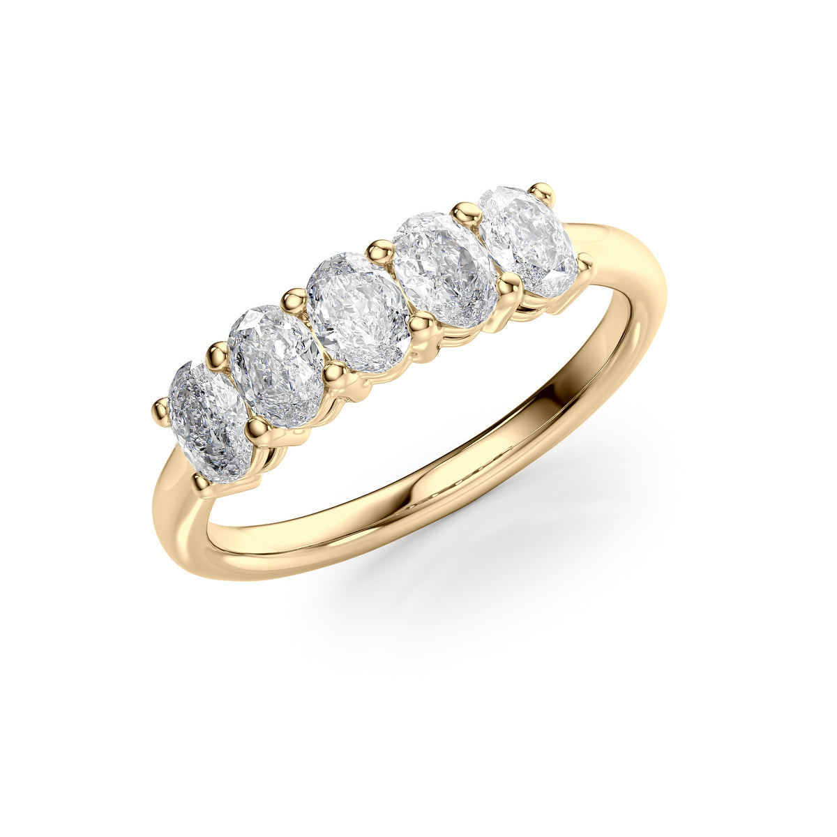 Luminous Orbit 1 Carat VVS1 Lab-Grown Half-Eternity Ring in 18K Yellow Gold Standing View