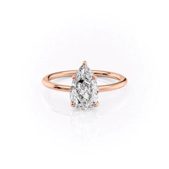 Luminous Pear 2 Carat VVS1 Lab-Grown Solitaire Engagement Ring in 18K Rose Gold Front View