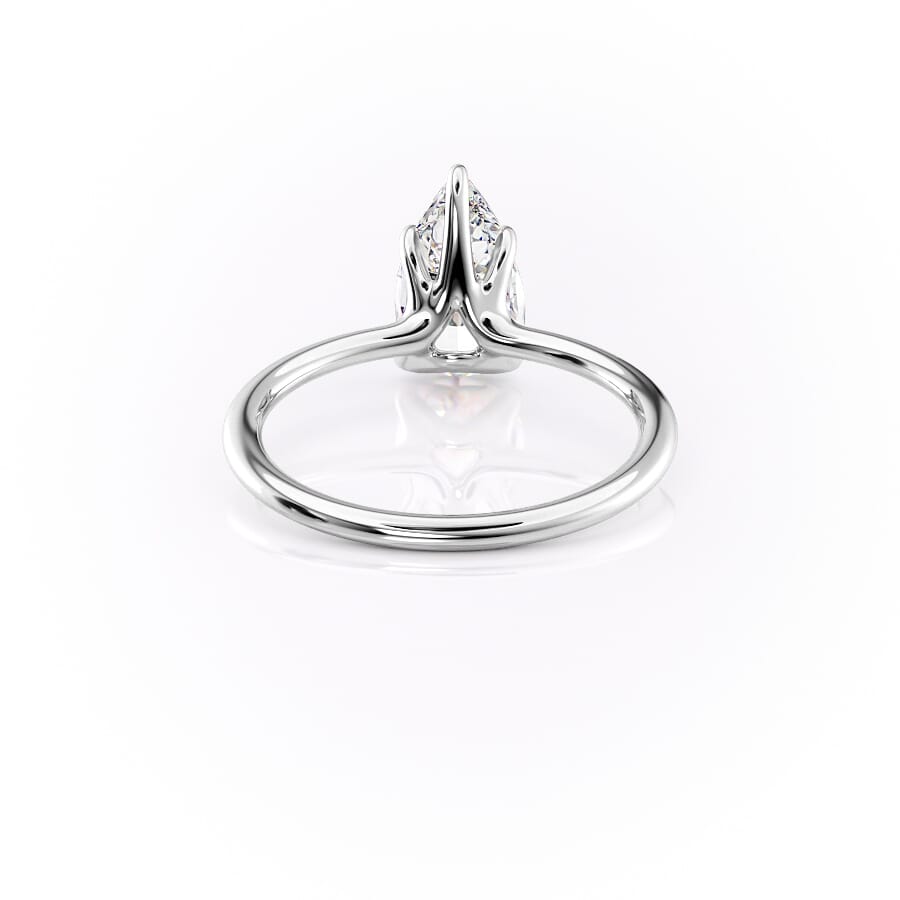 Luminous Pear 2 Carat VVS1 Lab-Grown Solitaire Engagement Ring in 18K White Gold Back Side View