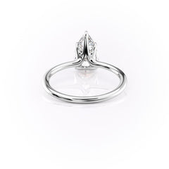 Luminous Pear 2 Carat VVS1 Lab-Grown Solitaire Engagement Ring in 18K White Gold Back Side View