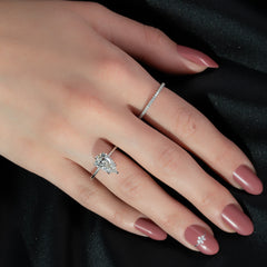 Luminous Pear 2 Carat VVS1 Lab-Grown Solitaire Engagement Ring in 18K White Gold Finger View