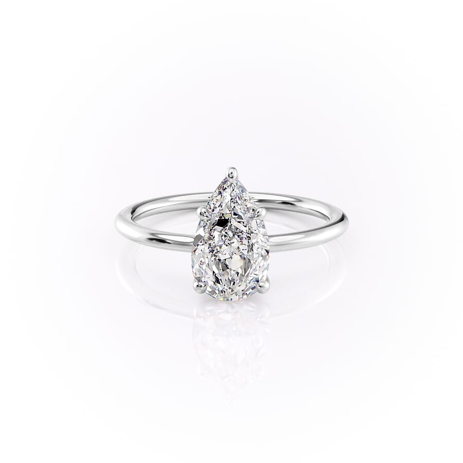 Luminous Pear 2 Carat VVS1 Lab-Grown Solitaire Engagement Ring in 18K White Gold Front
