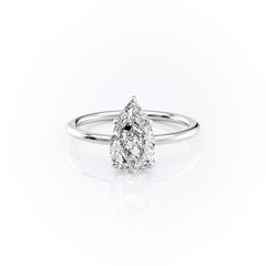 Luminous Pear 2 Carat VVS1 Lab-Grown Solitaire Engagement Ring in 18K White Gold Front