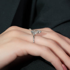 Luminous Pear 2 Carat VVS1 Lab-Grown Solitaire Engagement Ring in 18K White Gold Hand View