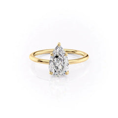 Luminous Pear 2 Carat VVS1 Lab-Grown Solitaire Engagement Ring in 18K Yellow Gold Front View