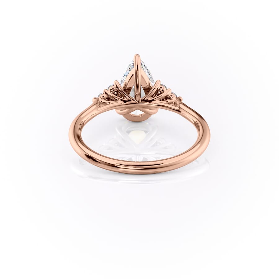 Luna Cascade 3.50 Carat VVS Lab-Grown Pear Engagement Ring in 18K Rose Gold Back View