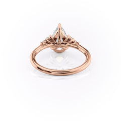 Luna Cascade 3.50 Carat VVS Lab-Grown Pear Engagement Ring in 18K Rose Gold Back View