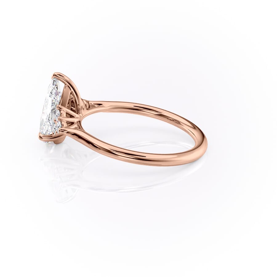 Luna Cascade 3.50 Carat VVS Lab-Grown Pear Engagement Ring in 18K Rose Gold Left View