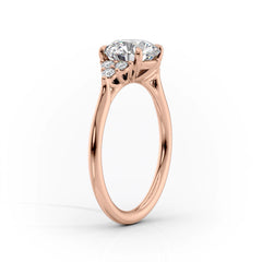 Luna Cascade 3.50 Carat VVS Lab-Grown Pear Engagement Ring in 18K Rose Gold Standing View