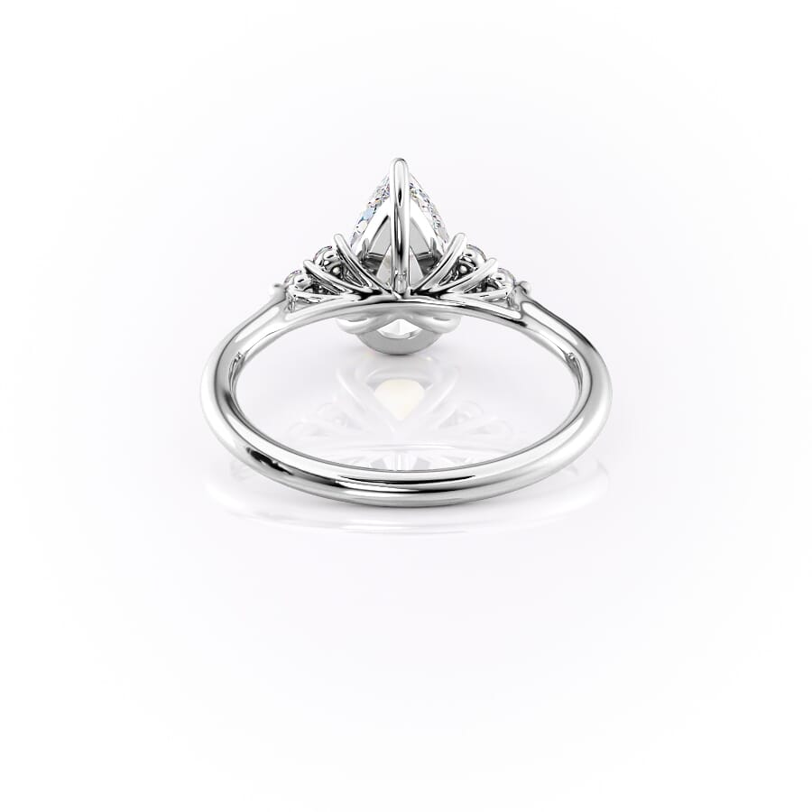 Luna Cascade 3.50 Carat VVS Lab-Grown Pear Engagement Ring in 18K White Gold Back View