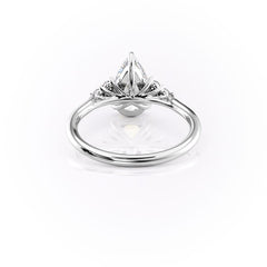 Luna Cascade 3.50 Carat VVS Lab-Grown Pear Engagement Ring in 18K White Gold Back View