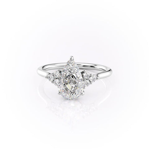 Luna Cascade 3.50 Carat VVS Lab-Grown Pear Engagement Ring in 18K Gold