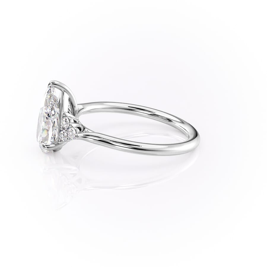 Luna Cascade 3.50 Carat VVS Lab-Grown Pear Engagement Ring in 18K White Gold Left View