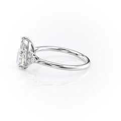 Luna Cascade 3.50 Carat VVS Lab-Grown Pear Engagement Ring in 18K White Gold Left View