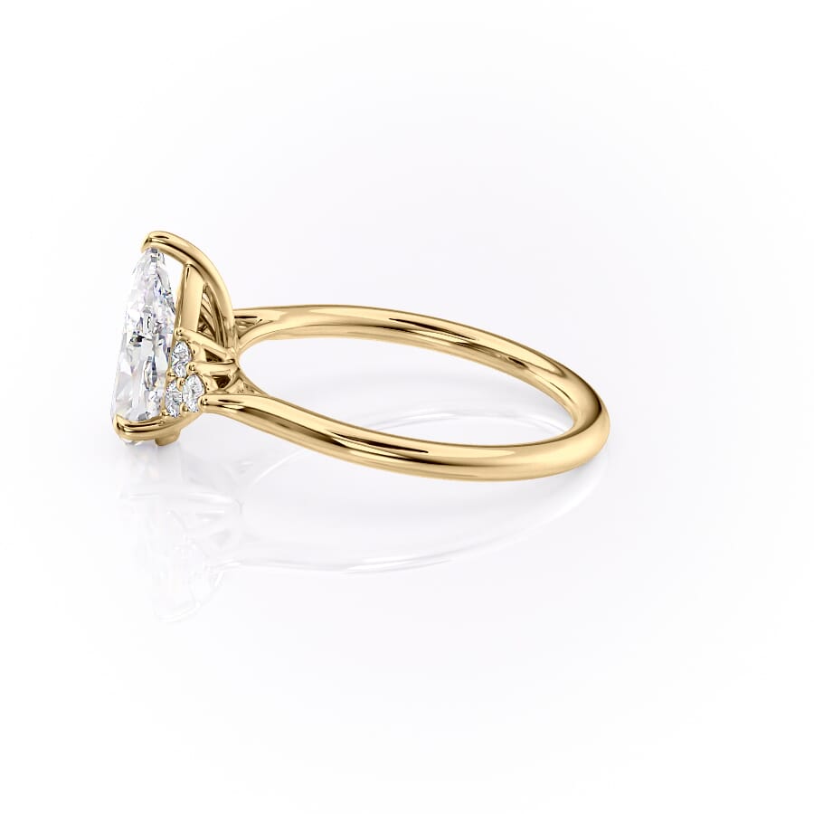 Luna Cascade 3.50 Carat VVS Lab-Grown Pear Engagement Ring in 18K Yellow Gold Left View