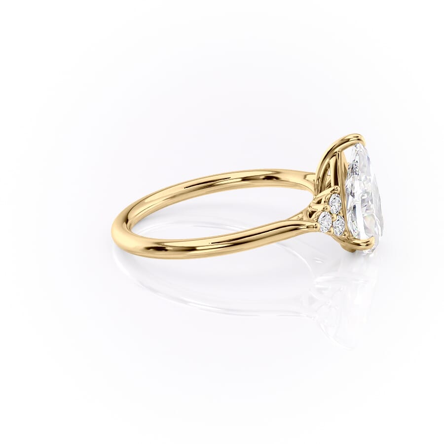 Luna Cascade 3.50 Carat VVS Lab-Grown Pear Engagement Ring in 18K Yellow Gold Right View
