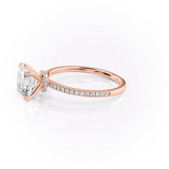 Lunar Grace 1.66 Carat VVS1 Lab-Grown Asscher Hidden Halo Pave Engagement Ring in 18K Rose Gold Left View