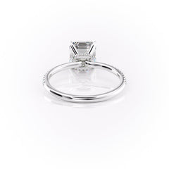 Lunar Grace 1.66 Carat VVS1 Lab-Grown Asscher Hidden Halo Pave Engagement Ring in 18K White Gold Back View
