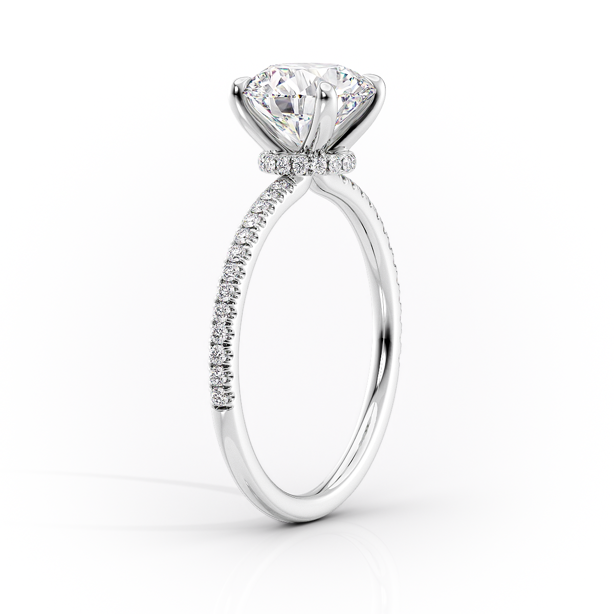Lunar Grace 1.66 Carat VVS1 Lab-Grown Asscher Hidden Halo Pave Engagement Ring in 18K White Gold Standing View