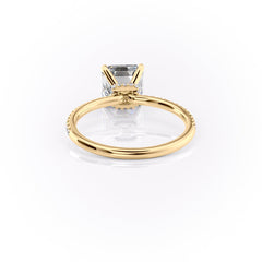 Lunar Grace 1.66 Carat VVS1 Lab-Grown Asscher Hidden Halo Pave Engagement Ring in 18K Yellow Gold Back View