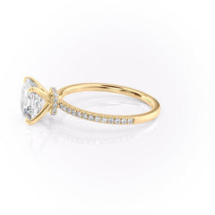 Lunar Grace 1.66 Carat VVS1 Lab-Grown Asscher Hidden Halo Pave Engagement Ring in 18K Yellow Gold Left View