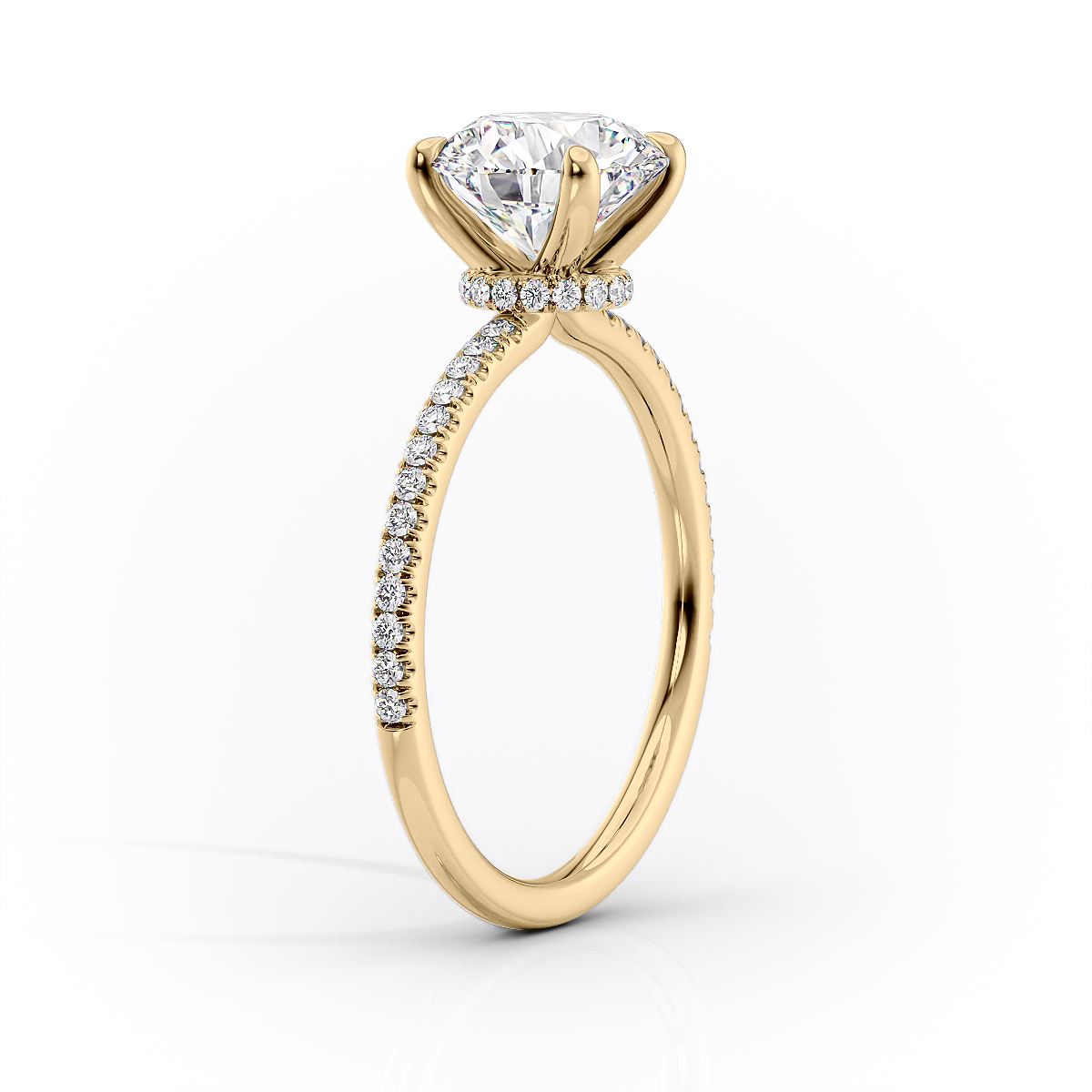 Lunar Grace 1.66 Carat VVS1 Lab-Grown Asscher Hidden Halo Pave Engagement Ring in 18K Yellow Gold Standing View